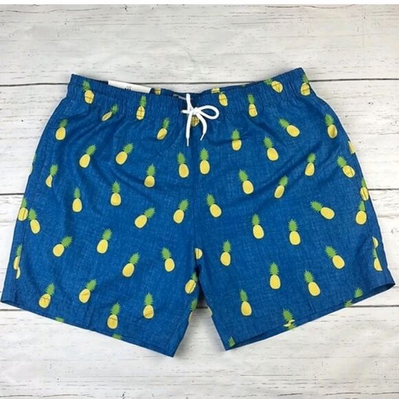 Trunks Surf & Swim Co Blue Pineapple Mens Sano Swim Shorts Size L - Picture 10 of 10